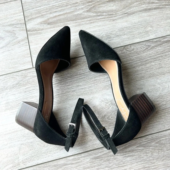 CROWN VINTAGE Valentinaa D'Orsay Black Leather Strappy Pumps - Picture 7 of 15